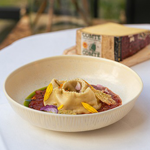 Raviolis de queso comté con apionabo a la parrilla X Sofie Dumont