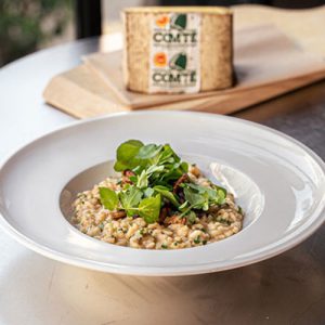 Risotto caccio y Pepe au Comté et girolles