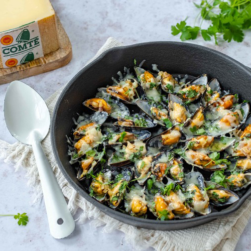 Moules gratinées au Comté